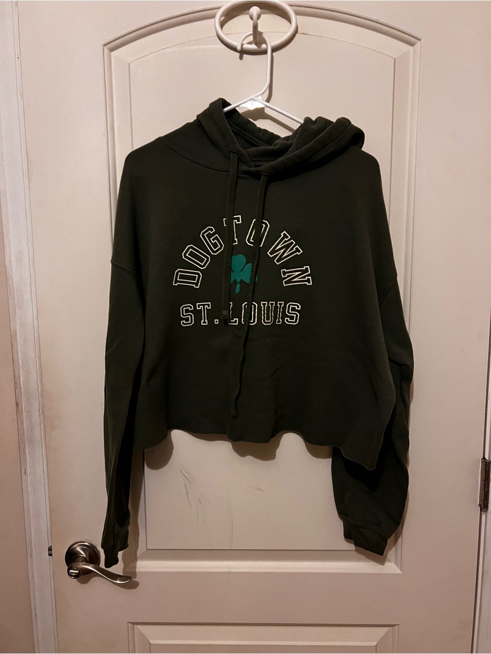 Bella Canvas Green Cropped Hoodie with St. Louis Graphic